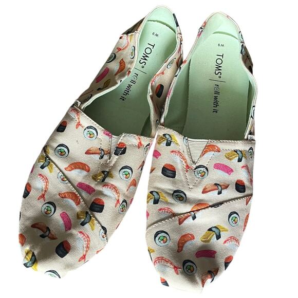 TOMS Women's 9 Espadrille Loafer Flat Classic Canvas Slip On Sushi print - Picture 1 of 11